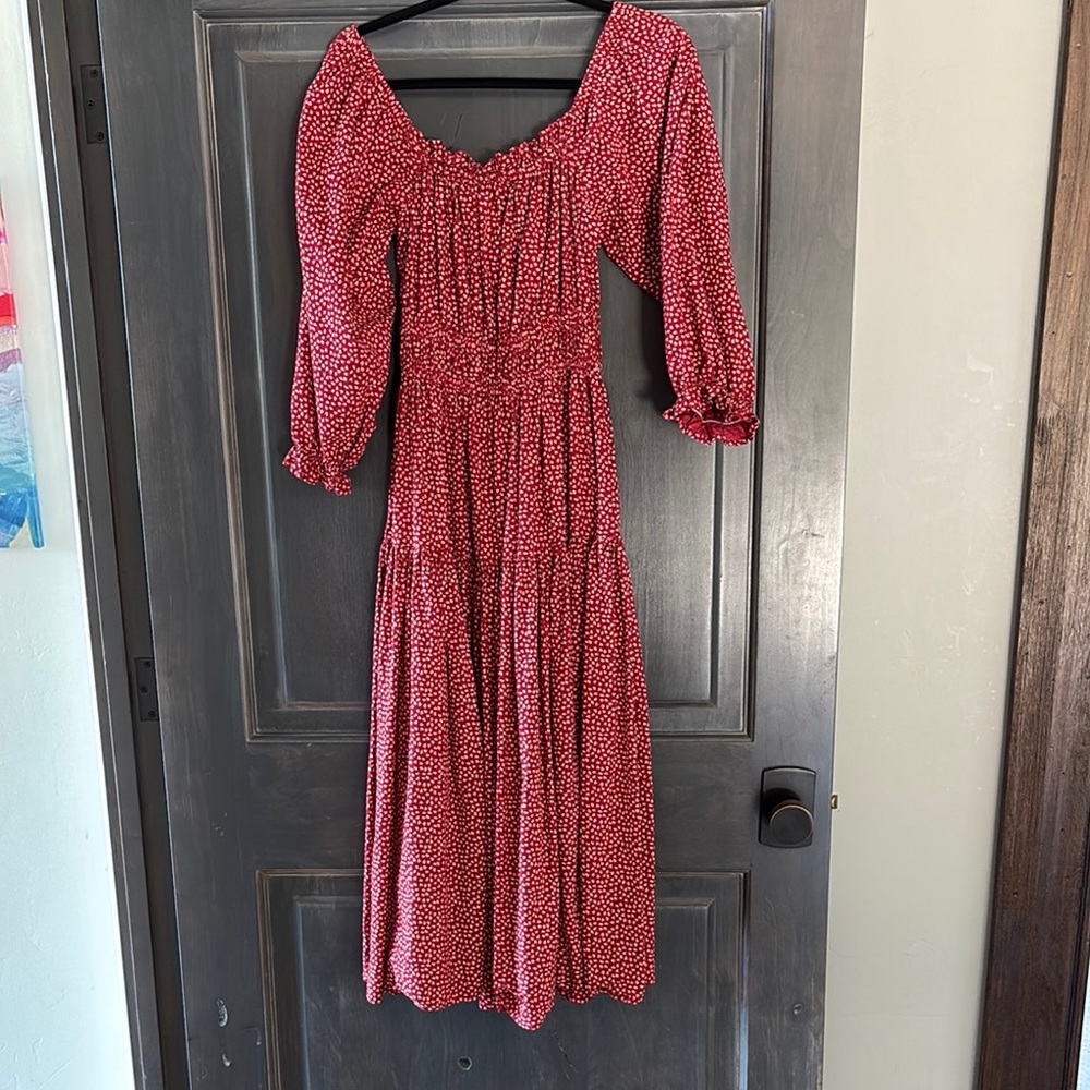 THE GREAT. Red Midi Dress